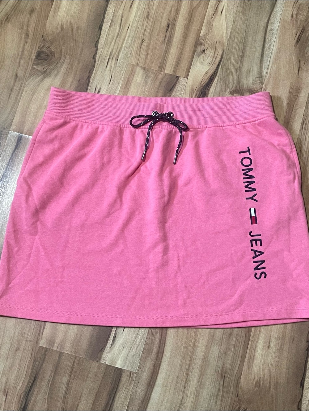 Tommy Jeans Pink Athletic Sweat Skirt Pockets Elastic Waist Logo Y2K Vibes XL